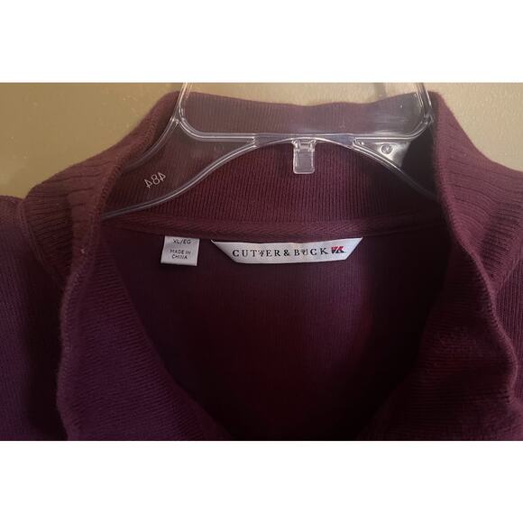 Cutter & Buck Men's Maroon Cotton Quater Zip Sweater Size XL - Picture 3 of 5